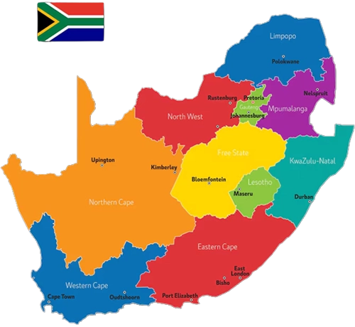 Map of South Africa showing the Integrated Wildlife Zones